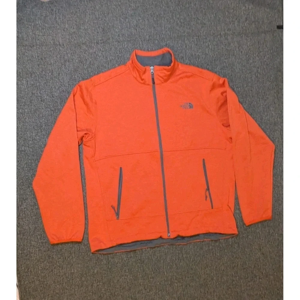 The North Face Jacket Men's XL Orange Fleece Lined Full Zip Bionic Outdoor Coat